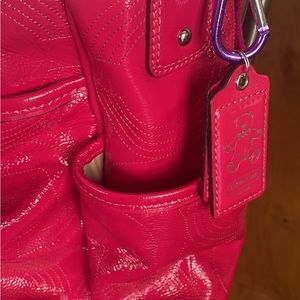 COACH hot pink patent leather baby bag